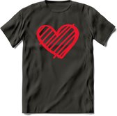 Valentijn Hart T-Shirt | Grappig Valentijnsdag Cadeautje voor Hem en Haar | Dames - Heren - Unisex | Kleding Cadeau | - Donker Grijs - XL