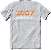 2007 Limited Edition T-Shirt | Goud - Zilver | Grappig Verjaardag en Feest Cadeau Shirt | Dames - Heren - Unisex | Tshirt Kleding Kado | - Licht Grijs - Gemaleerd - 3XL