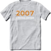 2007 Limited Edition T-Shirt | Goud - Zilver | Grappig Verjaardag en Feest Cadeau Shirt | Dames - Heren - Unisex | Tshirt Kleding Kado | - Licht Grijs - Gemaleerd - XL