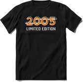 2005 Limited Edition T-Shirt | Goud - Zilver | Grappig Verjaardag en Feest Cadeau Shirt | Dames - Heren - Unisex | Tshirt Kleding Kado | - Zwart - M
