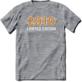 2010 Limited Edition Lines T-Shirt | Goud - Zilver | Grappig Verjaardag en Feest Cadeau Shirt | Dames - Heren - Unisex | Tshirt Kleding Kado | - Donker Grijs - Gemaleerd - M