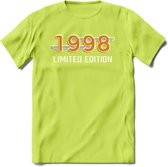 1998 Limited Edition T-Shirt | Goud - Zilver | Grappig Verjaardag en Feest Cadeau Shirt | Dames - Heren - Unisex | Tshirt Kleding Kado | - Groen - S