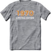 1970 Limited Edition T-Shirt | Goud - Zilver | Grappig Verjaardag en Feest Cadeau Shirt | Dames - Heren - Unisex | Tshirt Kleding Kado | - Donker Grijs - Gemaleerd - 3XL