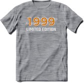 1999 Limited Edition T-Shirt | Goud - Zilver | Grappig Verjaardag en Feest Cadeau Shirt | Dames - Heren - Unisex | Tshirt Kleding Kado | - Donker Grijs - Gemaleerd - XL