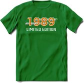 1989 Limited Edition T-Shirt | Goud - Zilver | Grappig Verjaardag en Feest Cadeau Shirt | Dames - Heren - Unisex | Tshirt Kleding Kado | - Donker Groen - L