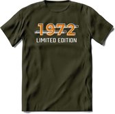 1972 Limited Edition T-Shirt | Goud - Zilver | Grappig Verjaardag en Feest Cadeau Shirt | Dames - Heren - Unisex | Tshirt Kleding Kado | - Leger Groen - XL
