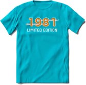 1981 Limited Edition T-Shirt | Goud - Zilver | Grappig Verjaardag en Feest Cadeau Shirt | Dames - Heren - Unisex | Tshirt Kleding Kado | - Blauw - XL