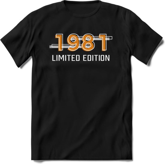 1981 Limited Edition T-Shirt | Goud - Zilver | Grappig Verjaardag en Feest Cadeau Shirt | Dames - Heren - Unisex | Tshirt Kleding Kado | - Zwart - XL