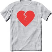 Valentijn Hart T-Shirt | Grappig Valentijnsdag Cadeautje voor Hem en Haar | Dames - Heren - Unisex | Kleding Cadeau | - Licht Grijs - Gemaleerd - L