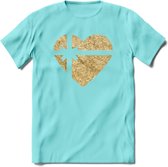 Valentijn Goud Hart T-Shirt | Grappig Valentijnsdag Cadeautje voor Hem en Haar | Dames - Heren - Unisex | Kleding Cadeau | - Licht Blauw - S