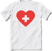 Valentijn Hart T-Shirt | Grappig Valentijnsdag Cadeautje voor Hem en Haar | Dames - Heren - Unisex | Kleding Cadeau | - Wit - 3XL