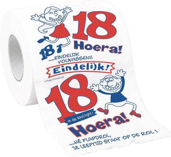 Blague-Anniversaire-Cadeau Fun-Cadeau 18 ans - Papier toilette - 18 ans |  bol.com