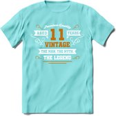 11  Jaar Legend T-Shirt | Goud - Wit | Grappig Verjaardag en Feest Cadeau Shirt | Dames - Heren - Unisex | Tshirt Kleding Kado | - Licht Blauw - L