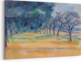 Schilderij op Canvas - 60 x 40 cm - De Allée bij Marines - Kunst - Paul Cezanne - Wanddecoratie - Muurdecoratie woonkamer - Slaapkamer - Woonkamer