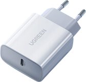 Ugreen® Fast Charger | USB-C Adapter - Snellader - Snel Opladen - Wit - 20W - Oplaadstekker