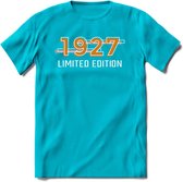 1927 Limited Edition T-Shirt | Goud - Zilver | Grappig Verjaardag en Feest Cadeau Shirt | Dames - Heren - Unisex | Tshirt Kleding Kado | - Blauw - XXL