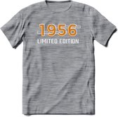 1956 Limited Edition T-Shirt | Goud - Zilver | Grappig Verjaardag en Feest Cadeau Shirt | Dames - Heren - Unisex | Tshirt Kleding Kado | - Donker Grijs - Gemaleerd - L