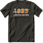 1933 Limited Edition T-Shirt | Goud - Zilver | Grappig Verjaardag en Feest Cadeau Shirt | Dames - Heren - Unisex | Tshirt Kleding Kado | - Donker Grijs - 3XL