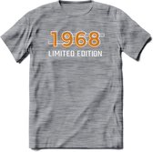 1968 Limited Edition T-Shirt | Goud - Zilver | Grappig Verjaardag en Feest Cadeau Shirt | Dames - Heren - Unisex | Tshirt Kleding Kado | - Donker Grijs - Gemaleerd - XXL