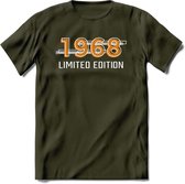 1968 Limited Edition T-Shirt | Goud - Zilver | Grappig Verjaardag en Feest Cadeau Shirt | Dames - Heren - Unisex | Tshirt Kleding Kado | - Leger Groen - XXL