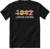 1942 Limited Edition T-Shirt | Goud - Zilver | Grappig Verjaardag en Feest Cadeau Shirt | Dames - Heren - Unisex | Tshirt Kleding Kado | - Zwart - M