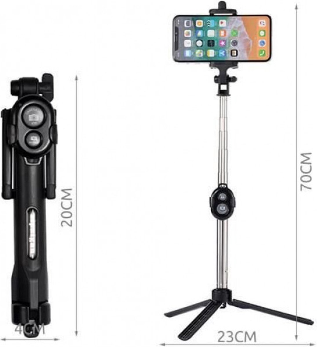 ISOTEC – Universele smartphone Selfie Stick met Tripod Statief functie – Bluetooth – Afstandsbediening - 360° rotatie
