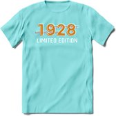 1928 Limited Edition T-Shirt | Goud - Zilver | Grappig Verjaardag en Feest Cadeau Shirt | Dames - Heren - Unisex | Tshirt Kleding Kado | - Licht Blauw - XXL