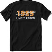 1955 Limited Edition T-Shirt | Goud - Zilver | Grappig Verjaardag en Feest Cadeau Shirt | Dames - Heren - Unisex | Tshirt Kleding Kado | - Zwart - XL
