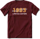 1953 Limited Edition T-Shirt | Goud - Zilver | Grappig Verjaardag en Feest Cadeau Shirt | Dames - Heren - Unisex | Tshirt Kleding Kado | - Burgundy - S