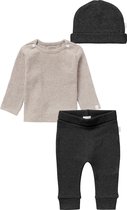 Noppies - kledingset - (3delig) Broek -Shirt -Muts - Grey Taupe - Maat  62