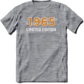 1965 Limited Edition T-Shirt | Goud - Zilver | Grappig Verjaardag en Feest Cadeau Shirt | Dames - Heren - Unisex | Tshirt Kleding Kado | - Donker Grijs - Gemaleerd - XXL