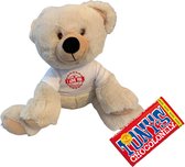 Grote knuffel beer 30 cm I Love You Forever Tony Chocolonely chocolade met wit shirtje | Valentijn cadeau vrouw man | Valentijnsdag voor mannen vrouwen | Valentijn cadeautje voor hem haar | knuffelbeer | teddybeer | beertje