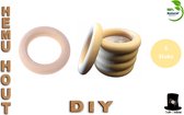 Bob Online ™ - 5 Stuks - Natuurlijke Hemuhout Ringen 60mm - Voor Knutselen, doe-het-zelf Handwerk, Sieraden, Hanger, Plantenhanger, Decoratie + Accessoires – 5 Pcs – 60mm Hemu Wood Rings - 60mm Hobby Houten Ringen