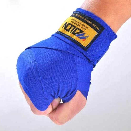 *** Bandage Blauw 2 rollen 2.5meter Katoen - Blauw - Boksen -MMA -Thai en Kickboksen- Vechtsport - Heble® ***