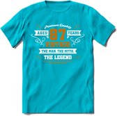 87 Jaar Legend T-Shirt | Goud - Wit | Grappig Verjaardag en Feest Cadeau Shirt | Dames - Heren - Unisex | Tshirt Kleding Kado | - Blauw - XXL