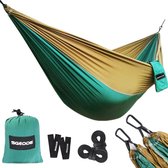 SGODDE  hangmat - Ultralichte campinghangmat - 300 kg draagvermogen - van nylon parachut - voor buiten Binnen reizen Camping Tuin Achtertuin - 270 x 140 cm  - groen