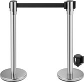 Crowd Control Barrière - Type 2 Rvs Wachtrij Pole- Intrekbare Riem -Riem Stanchion - voor Bank Luchthaven Stadion - 2 Pcs Set