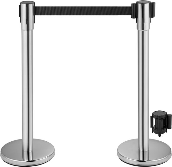 4 Poteaux Avec Crochets Argentés Pour Barrière De File D'attente - Violet - Hauteur 1.5m