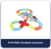 PLAYWALL speelgoed flexibele racebaan 4m - glow in the dark - elektrische auto lampjes
