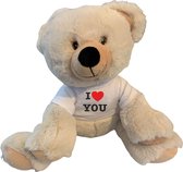 Grote knuffel beer 30 cm I Love You met wit shirtje | Valentijn cadeau vrouw man | Valentijnsdag voor mannen vrouwen | Valentijn cadeautje voor hem haar | knuffelbeer | teddybeer | beertje