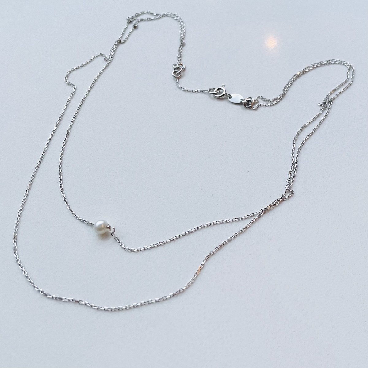 Layered ketting | AG925 | zilver | zoetwaterparel