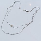 Layered ketting | AG925 | zilver | zoetwaterparel
