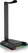 Headset Stand - Met RGB LED & USB 2.0 Outlets - Headphone Houder - Hoofdtelefoon Hanger - Koptelefoon Haak - Zwart