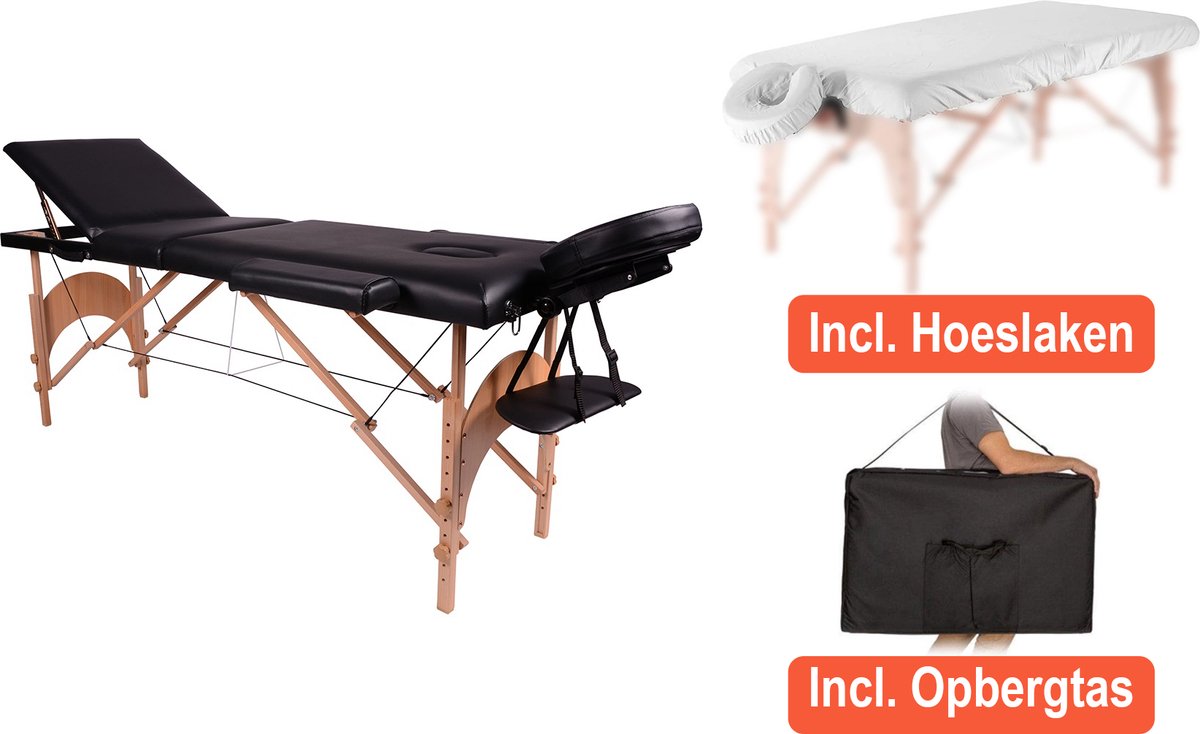 Goedkoopste Alora Massagetafel Zen Budget incl. hoeslaken en opbergtas - Max. Draagvermogen 250 KG - 8 Hoogtestanden - Houten Onderstel - massage bed