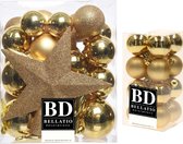 49x stuks kunststof kerstballen met ster piek goud mix - Kerstversiering/boomversiering