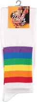 Apollo - Cheerleaders sokken - Cheerleader kousen - Wit/Rainbow - One Size - Cheerleader kostuum dames - Carnavalskleding - Cheerleader
