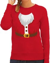 Kerstkostuum Kerstman verkleed sweater - rood - dames - Kerstkostuum trui / Kerst outfit S