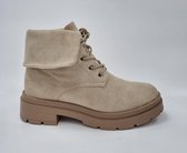 Enkellaars - Dames - Beige - Maat 40 -Kunstsuede