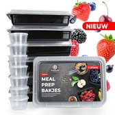 Bablue Meal Prep Bakjes - 7 Stuks - Met 7 Extra Dressingsbakjes - Vershoudbakjes Set met Deksel - Plastic Bakjes met Deksel - Lunchbox - Diepvriesbakjes - Bewaardozen met Deksel -