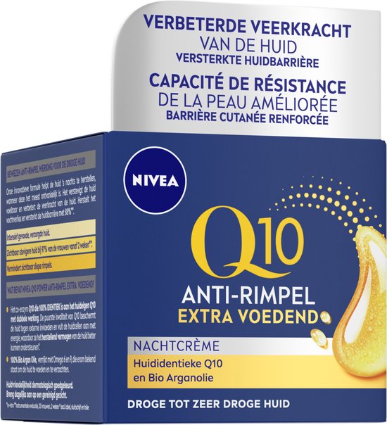 NIVEA Q10 Power +Extra Voedend Anti-Rimpel - Nachtcrème - Droge huid - 50 ml